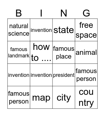 Encyclopedia Bingo Card
