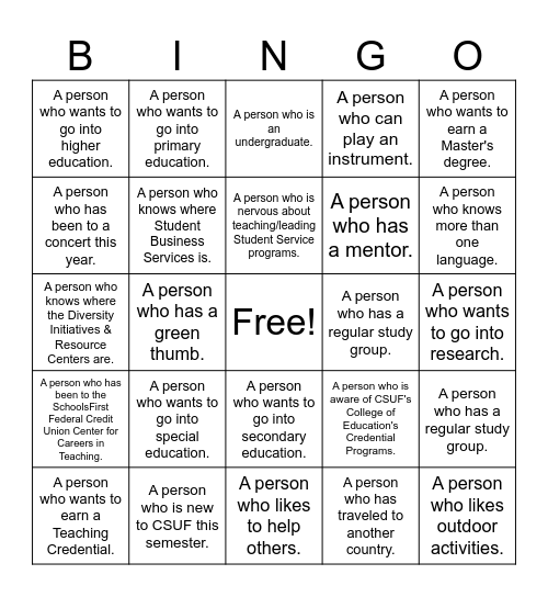 Untitled Bingo Card