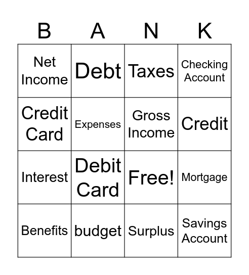 Budget Bingo Card