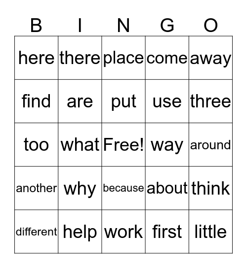 Spelling Bings Bingo Card