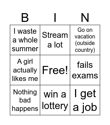 My years bingo card Bingo Card