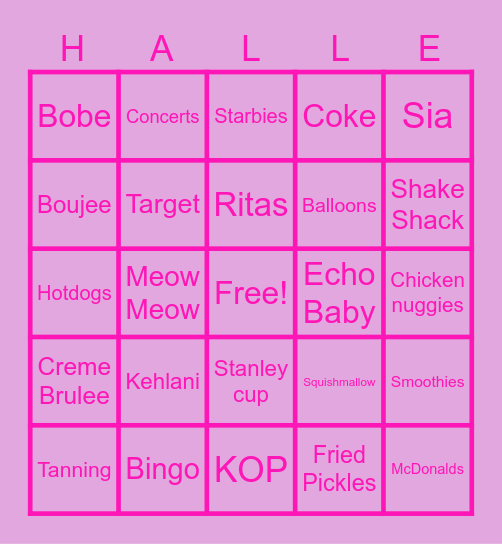 Halle Bingo Card