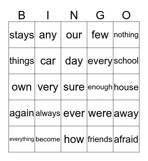 Unit 3 Review Bingo Card