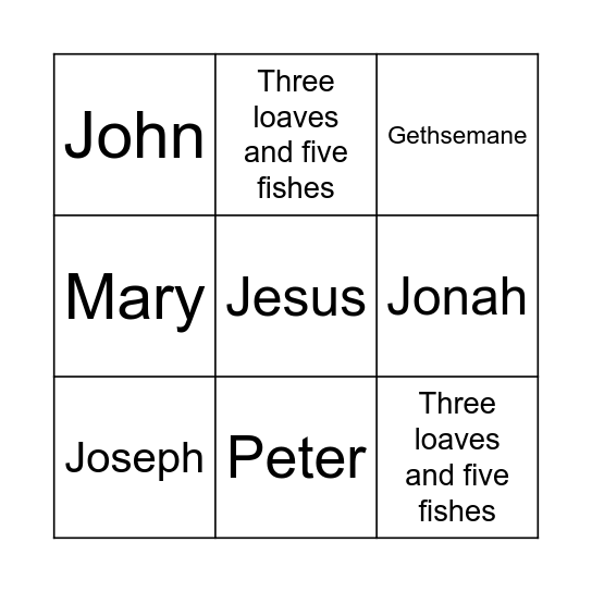 Bible Trivia Bingo Card