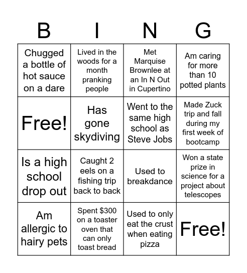 [SWIRL] Icebreaker Bingo Card