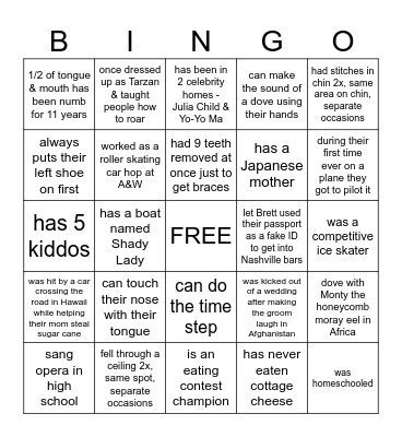 Daley Wedding Bingo Card