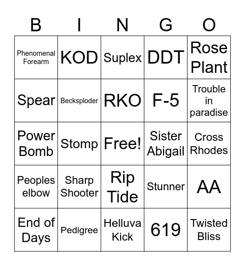 HOPW    Who' s Move Bingo Card