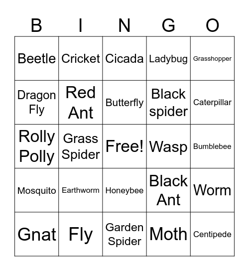 BUG Bingo Card