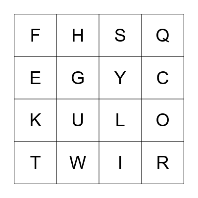 Alphabet Bingo Card