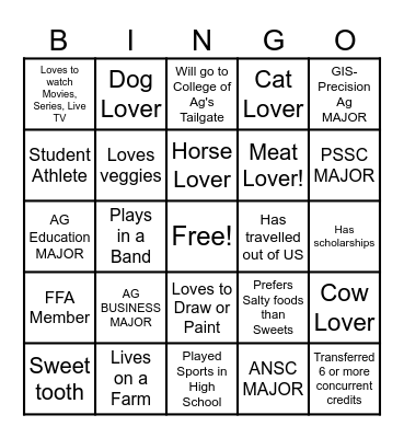 Making Connections Bingo Card