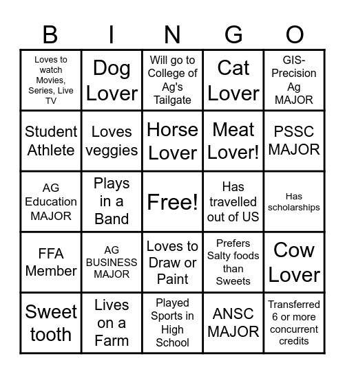 Making Connections Bingo Card