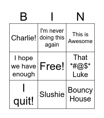 Joy's Party Sayings Bingo Card