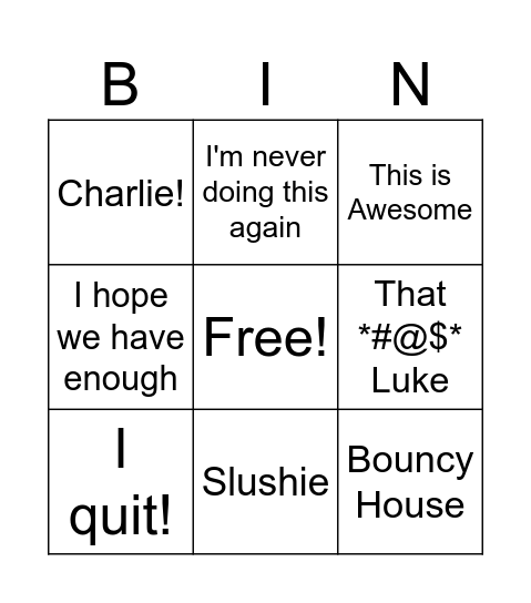 Joy's Party Sayings Bingo Card