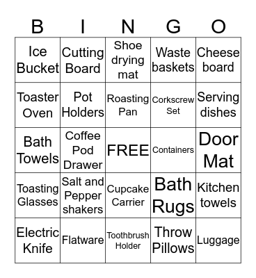 Bridal Bingo Card