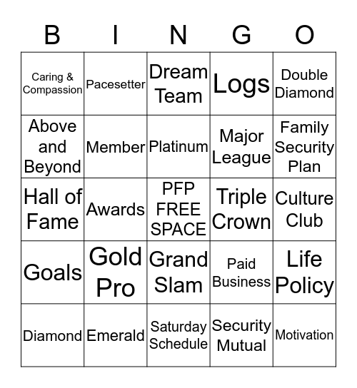 PFP MCU Region Bingo Card