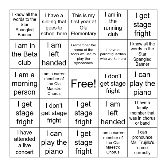 Bingo Card