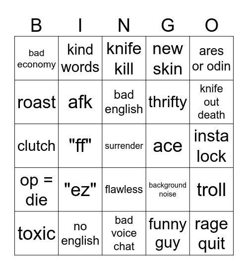 Untitled Bingo Card