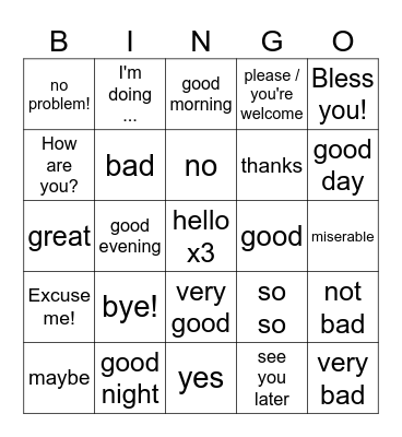 German 1 - Intro 2023/2024 Bingo Card