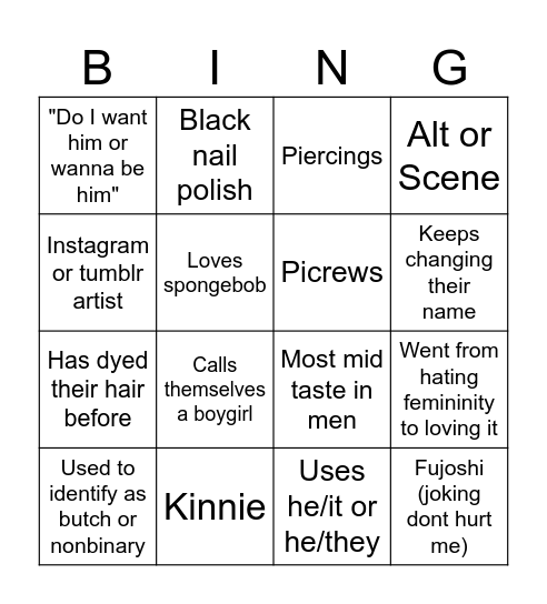 Transmasc bingo Card