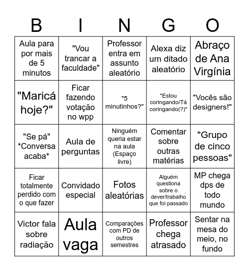 Quarta-Feira PD Bingo Card