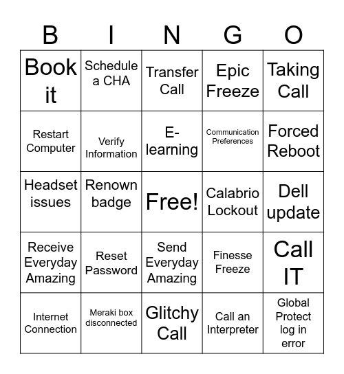 ENGAGEMENT Bingo Card