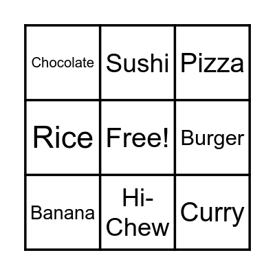 Food Bingo Card