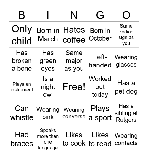 RPW Bingo Card