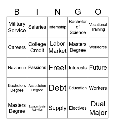 High School and Beyond Bingo Card