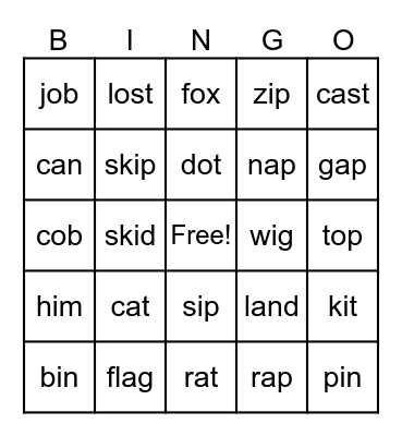 Lesson 38 Bingo Card