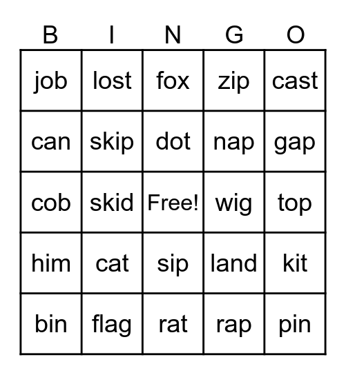 Lesson 38 Bingo Card