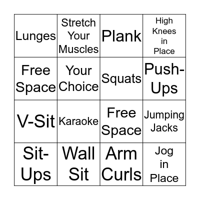 Fitness BINGO Card