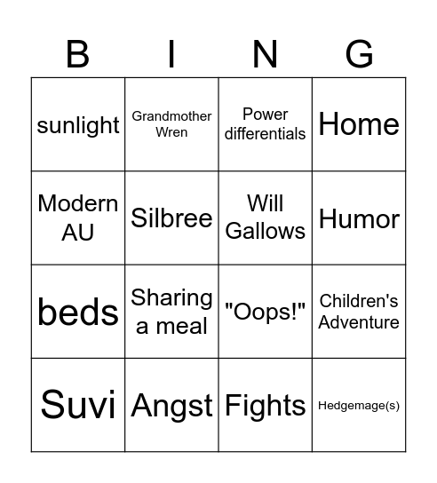 Worlds Beyond Number Bingo Card