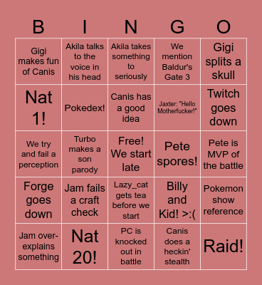 Pokemon Bingo Card