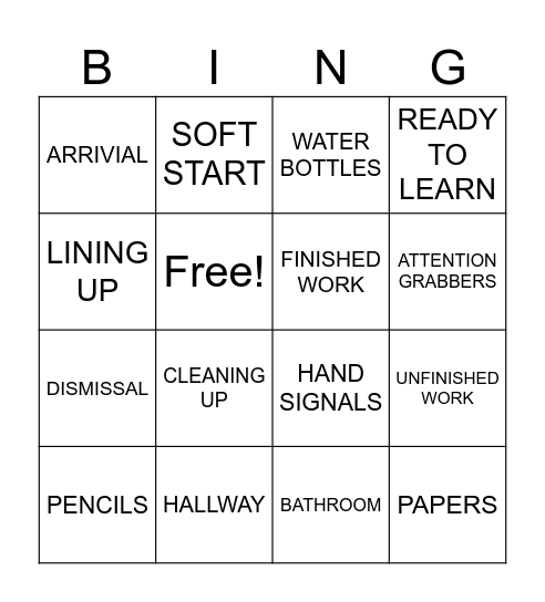 Room 204 BINGO Card