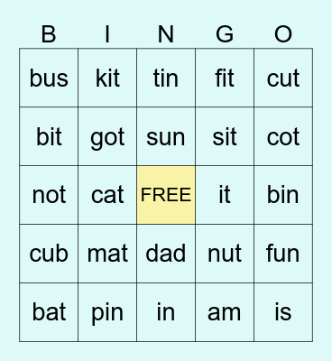 Phonics BINGO Card