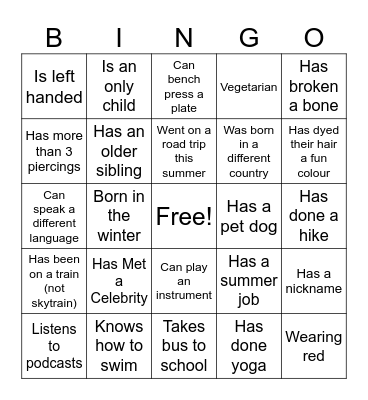 SASAMAT BINGO Card