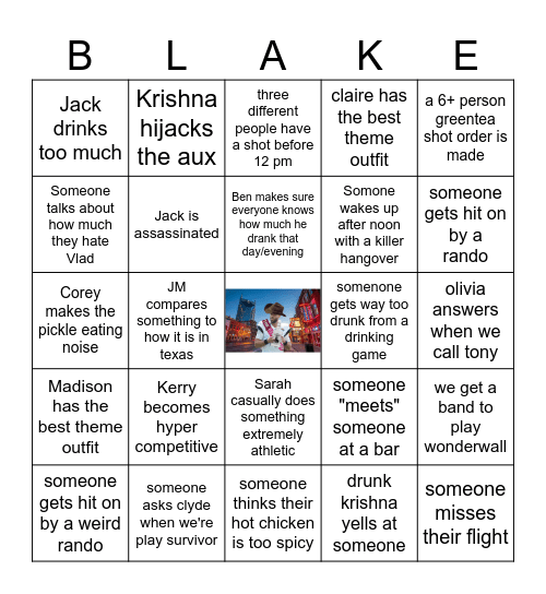 Girls' Trip Blake 2023 Bingo Card