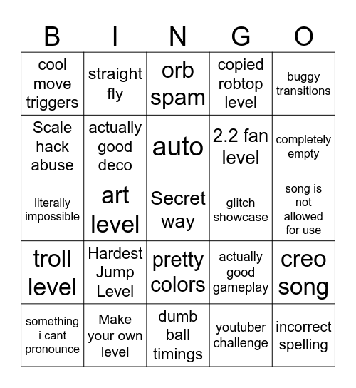 gd Bingo Card