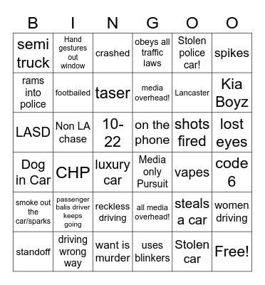 Pursuit Bingo! Bingo Card