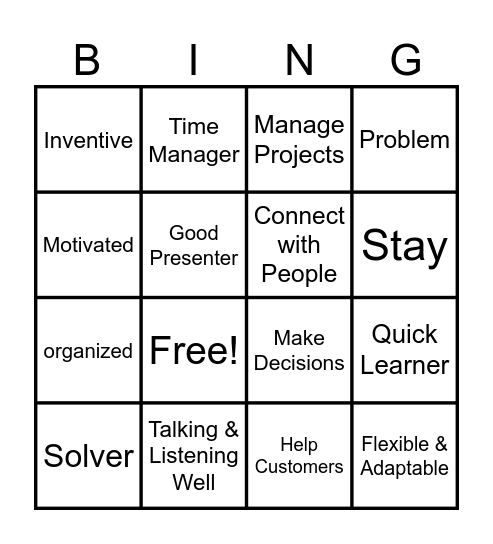 Your Employability Adventure! Bingo Card