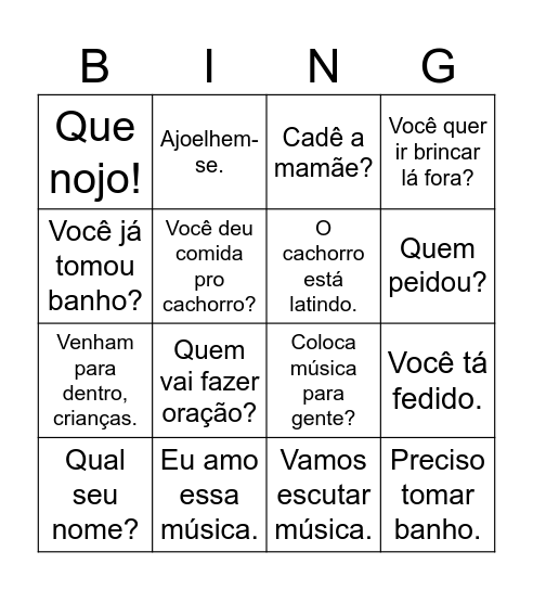 Português Bingo Card