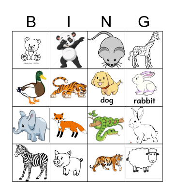 Animals Recap Bingo Card