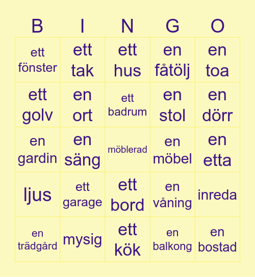 Fokus 4 Tema boende Bingo Card