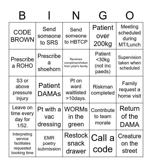 OT BINGO Card