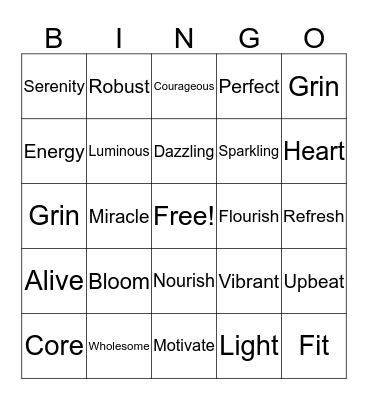 Healing Bingo Card