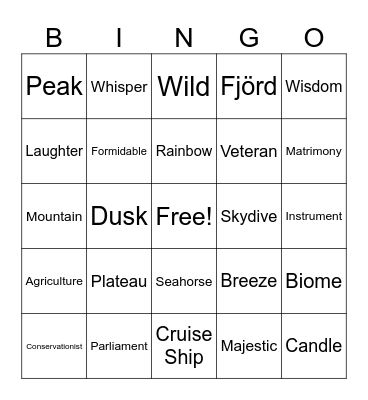 Randomized Bingo Card