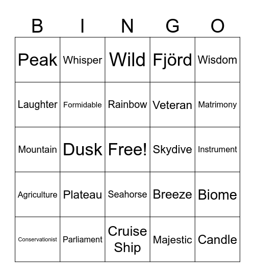 Randomized Bingo Card