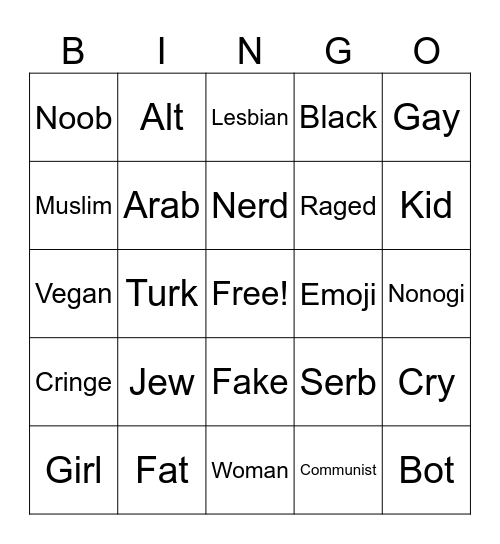 Ogic "Insults" Bingo Card