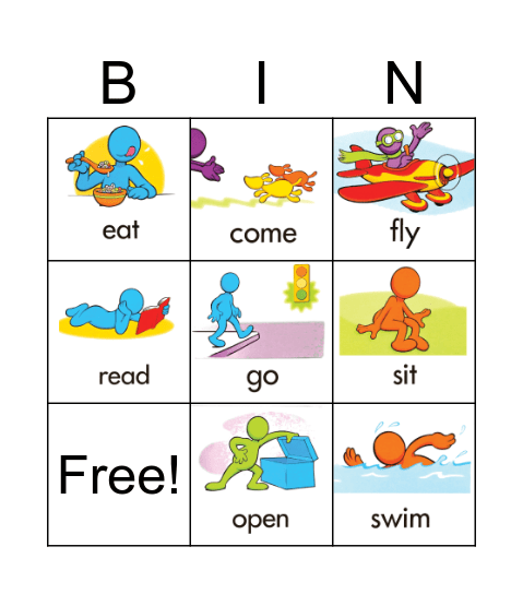 Action Verbs Bingo Card