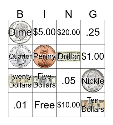 Money Bingo Card